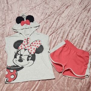 Minnie Mouse Hoodie and Shorts Set For Girls M (7/8)